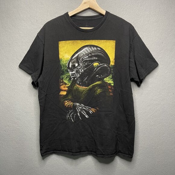 Aliens Other - Vintage ALIEN Mona Lisa Parody Movie Science Fiction Shirt L